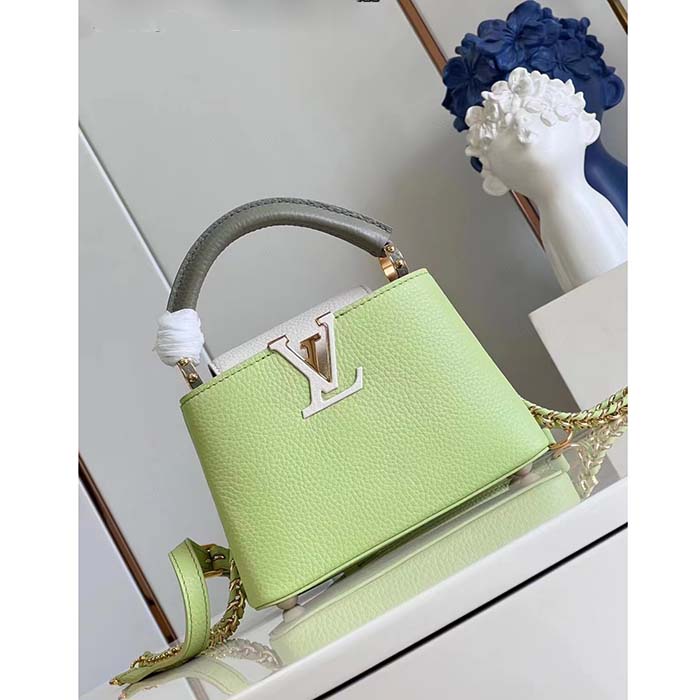 Louis Vuitton Women Capucines Mini Green Taurillon Cowhide Leather Gold-Color Hardware (7)