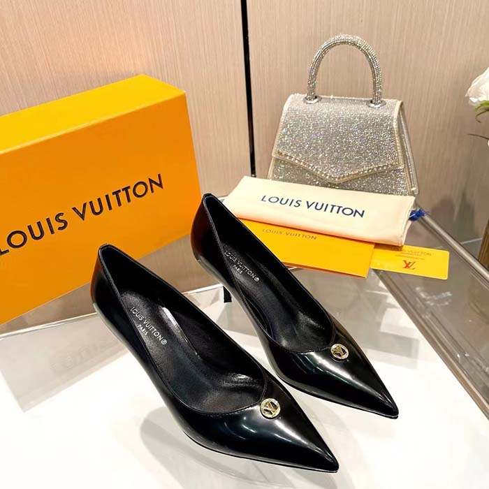 Louis Vuitton Women LV Blossom Pump Black Lambskin Leather Outsole 7.5 CM Heel (10)