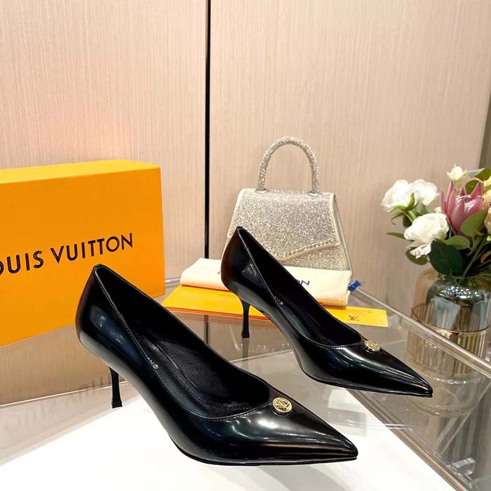 Louis Vuitton Women LV Blossom Pump Black Lambskin Leather Outsole 7.5 CM Heel (11)