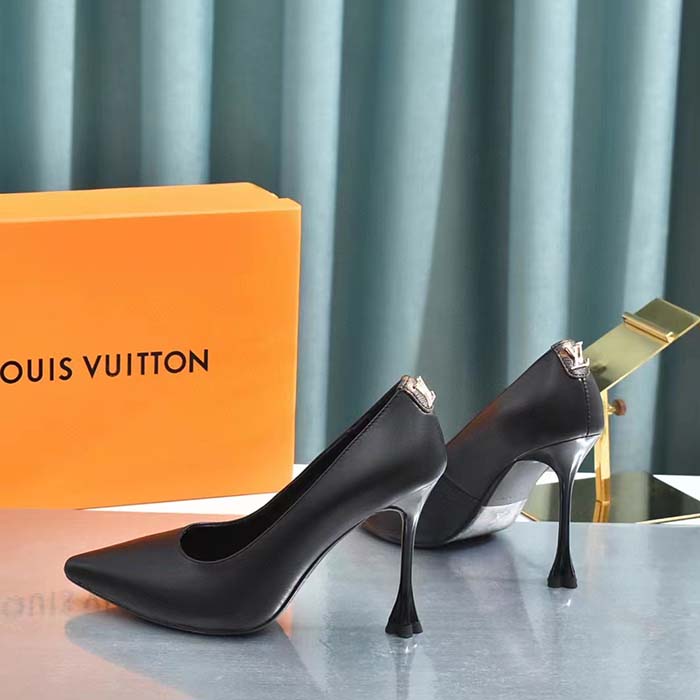 Louis Vuitton Women LV Blossom Pump Black Lambskin Leather Outsole 7.5 CM Heel (2)