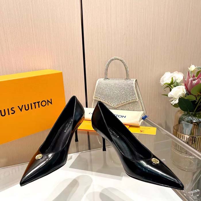 Louis Vuitton Women LV Blossom Pump Black Lambskin Leather Outsole 7.5 CM Heel (9)