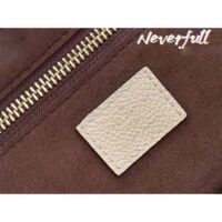 Louis Vuitton Women LV Neverfull MM Carryall Tote Crème Beige Embossed Grained Cowhide (7)