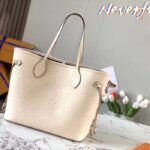Louis Vuitton Women LV Neverfull MM Carryall Tote Crème Beige Embossed Grained Cowhide - Imagen 2