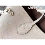 Louis Vuitton Women LV Neverfull MM Carryall Tote Crème Beige Embossed Grained Cowhide - Imagen 9