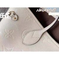Louis Vuitton Women LV Neverfull MM Carryall Tote Crème Beige Embossed Grained Cowhide (7)