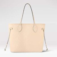 Louis Vuitton Women LV Neverfull MM Carryall Tote Crème Beige Embossed Grained Cowhide (7)