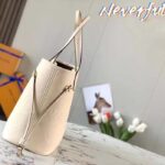 Louis Vuitton Women LV Neverfull MM Carryall Tote Crème Beige Embossed Grained Cowhide - Imagen 4