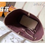 Louis Vuitton Women LV Neverfull MM Carryall Tote Tourterelle Gray Embossed Grained Cowhide - Image 8