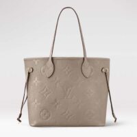 Louis Vuitton Women LV Neverfull MM Carryall Tote Tourterelle Gray Embossed Grained Cowhide (12)