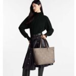 Louis Vuitton Women LV Neverfull MM Carryall Tote Tourterelle Gray Embossed Grained Cowhide - Image 12