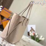 Louis Vuitton Women LV Neverfull MM Carryall Tote Tourterelle Gray Embossed Grained Cowhide - Image 7