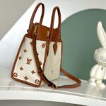 Louis Vuitton Women LV On My Side MM Tan Canvas Smooth Cowhide Leather - Imagen 4