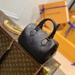 Louis Vuitton Women LV Speedy Bandoulière 20 Black Embossed Grained Cowhide Leather