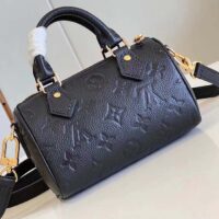 Louis Vuitton Women LV Speedy Bandoulière 20 Black Embossed Grained Cowhide Leather (6)