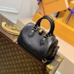 Louis Vuitton Women LV Speedy Bandoulière 20 Black Embossed Grained Cowhide Leather