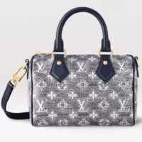 Louis Vuitton Women LV Speedy Bandouliere 20 Handbag Blue Monoglam Coated Canvas (2)