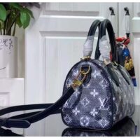 Louis Vuitton Women LV Speedy Bandouliere 20 Handbag Blue Monoglam Coated Canvas (2)