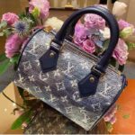 Louis Vuitton Women LV Speedy Bandouliere 20 Handbag Blue Monoglam Coated Canvas - Bild 2