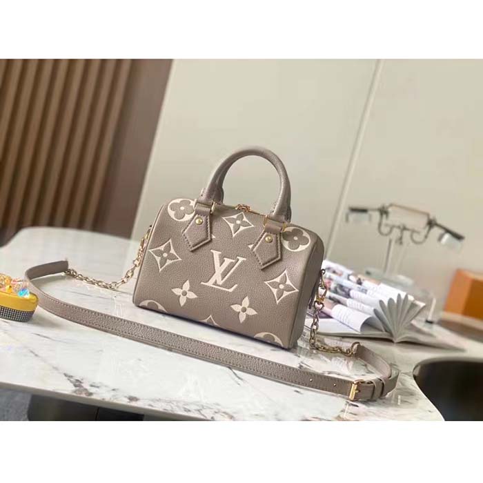 Louis Vuitton Women LV Speedy Bandouliere 20 Handbag Gray Beige Monogram Empreinte Embossed Cowhide (10)