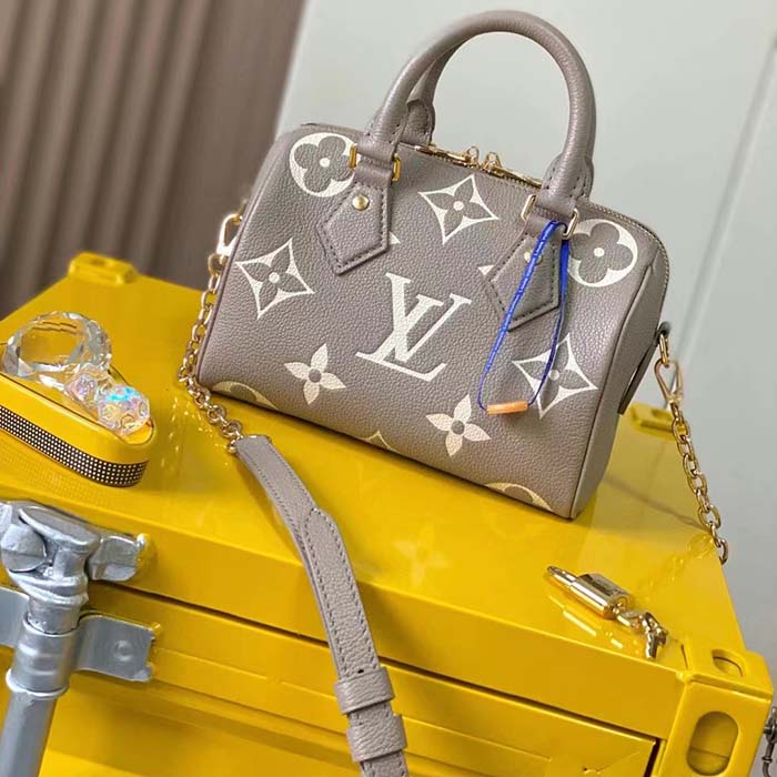 Louis Vuitton Women LV Speedy Bandouliere 20 Handbag Gray Beige Monogram Empreinte Embossed Cowhide (4)