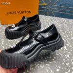 Louis Vuitton Women Ruby Flat Mary Jane Black Calf Leather Rubber LV Circle Signature - Image 8