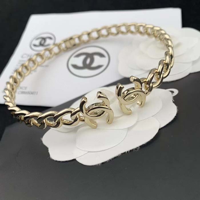Chanel Women CC Necklace Metal Gold Ruthenium