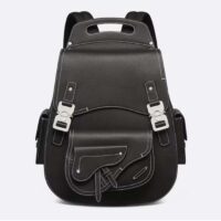 Dior CD Unisex Maxi Gallop Backpack Black Grained Calfskin Rigid Top Handle (1)