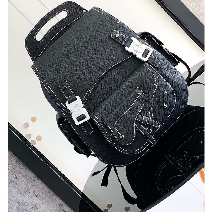 Dior CD Unisex Maxi Gallop Backpack Black Grained Calfskin Rigid Top Handle (2)