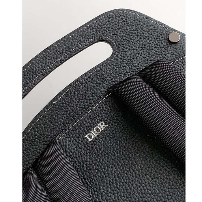 Dior CD Unisex Maxi Gallop Backpack Black Grained Calfskin Rigid Top Handle (7)