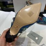 Dior CD Women J'Adior Slingback Pump Cobalt Blue Multicolor Embroidered Cotton Toile De Jouy Voyage - Image 7