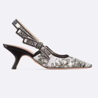 Dior CD Women J’Adior Slingback Pump White Black Embroidered Cotton Toile De Jouy Voyage (2)