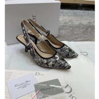 Dior CD Women J’Adior Slingback Pump White Black Embroidered Cotton Toile De Jouy Voyage (2)