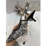Dior CD Women J'Adior Slingback Pump White Black Embroidered Cotton Toile De Jouy Voyage - Image 5