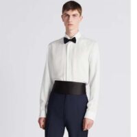 Dior Men CD Diamond Shirt White Silk-Blend Jacquard All-Over Shirttail Hem Viscose Silk (3)