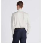 Dior Men CD Diamond Shirt White Silk-Blend Jacquard All-Over Shirttail Hem Viscose Silk - Image 12