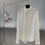 Dior Women CD Diamond Shirt White Silk-Blend Jacquard All-Over Shirttail Hem Viscose Silk – Image 2