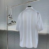 Dior Men CD Diamond Tears Short-Sleeved Shirt White Cotton Piqué Cotton Straight Hem Side Vents (1)