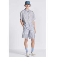 Dior Men CD Dior Oblique Short-Sleeved Shirt Blue Striped Silk Twill (7)