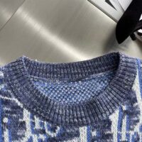 Dior Men CD Dior Oblique Sleeveless Sweater Blue Wool Jacquard Ribbed Round Neck Hem (3)