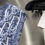 Dior Women CD Dior Oblique Sleeveless Sweater Blue Wool Jacquard Ribbed Round Neck Hem - Bild 7