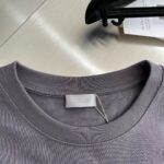 Dior Women CD Relaxed-Fit T-Shirt Gray Slub Cotton Jersey Ribbed Crew Neck - Imagen 7