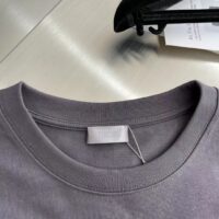Dior Men CD Relaxed-Fit T-Shirt Gray Slub Cotton Jersey Ribbed Crew Neck (9)