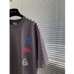 Dior Women CD Relaxed-Fit T-Shirt Gray Slub Cotton Jersey Ribbed Crew Neck - Imagen 4