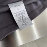 Dior Women CD Relaxed-Fit T-Shirt Gray Slub Cotton Jersey Ribbed Crew Neck - Imagen 9