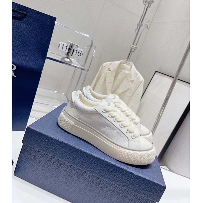 Dior Unisex CD B33 Sneaker White Smooth Calfskin Dior Oblique Jacquard (6)