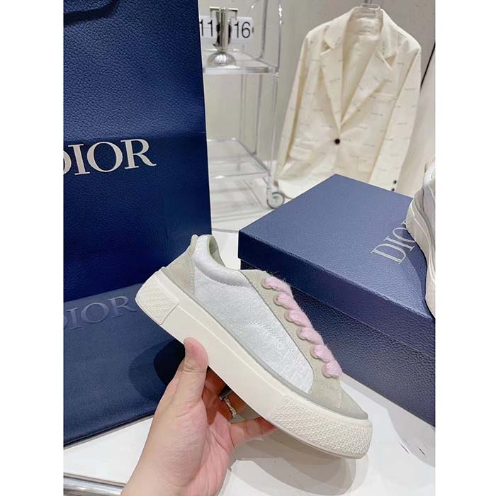 Dior Unisex CD Dior B33 Sneaker Gray White Oblique Jacquard Gray Suede (7)