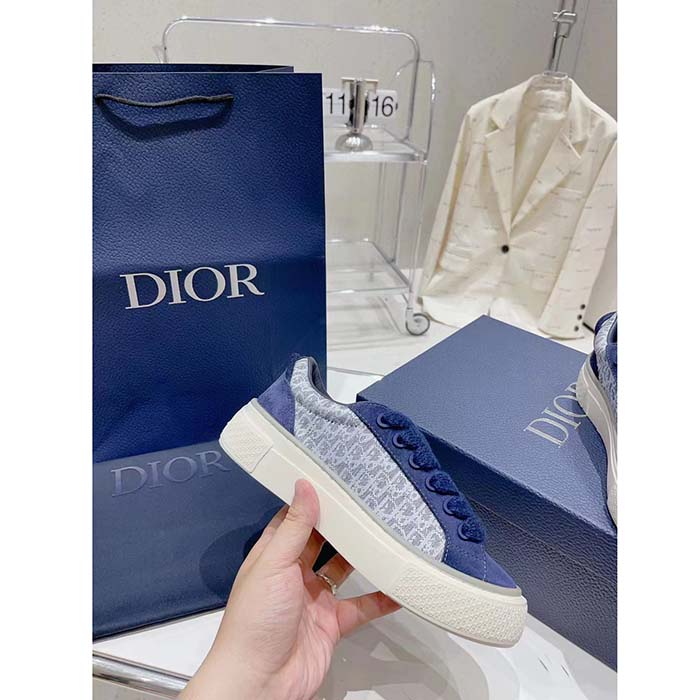 Dior Unisex CD Dior B33 Sneaker Navy Blue Dior Oblique Jacquard Suede (1)