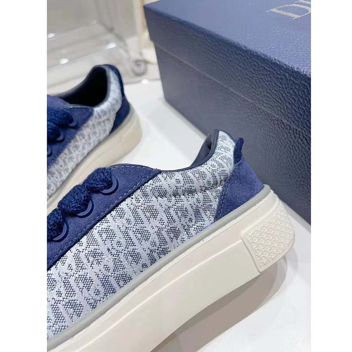 Dior Unisex CD Dior B33 Sneaker Navy Blue Dior Oblique Jacquard Suede (5)