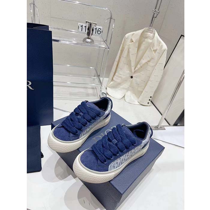 Dior Unisex CD Dior B33 Sneaker Navy Blue Dior Oblique Jacquard Suede (6)