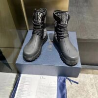 Dior Unisex CD Dior Garden Ankle Boot Beige Black Oblique Jacquard Black Rubber (3)